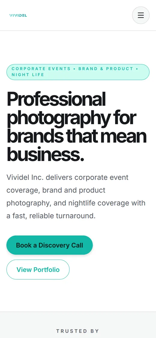 Vividel's website on a phone